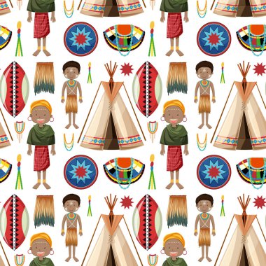 Afrikalı kabilelerin etnik kökenli insanları kusursuz arkaplan çizimleri