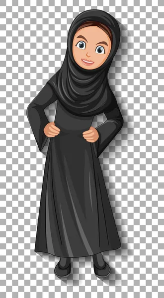 Beautiful Arabic Lady Cartoon Character Illustration — Stock Vector