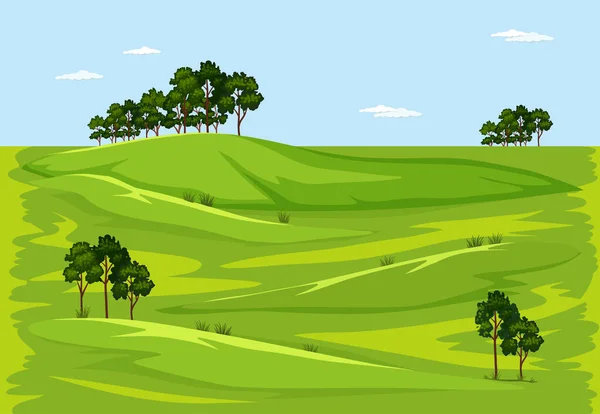 Grön Natur Utomhus Landskap Illustration — Stock vektor