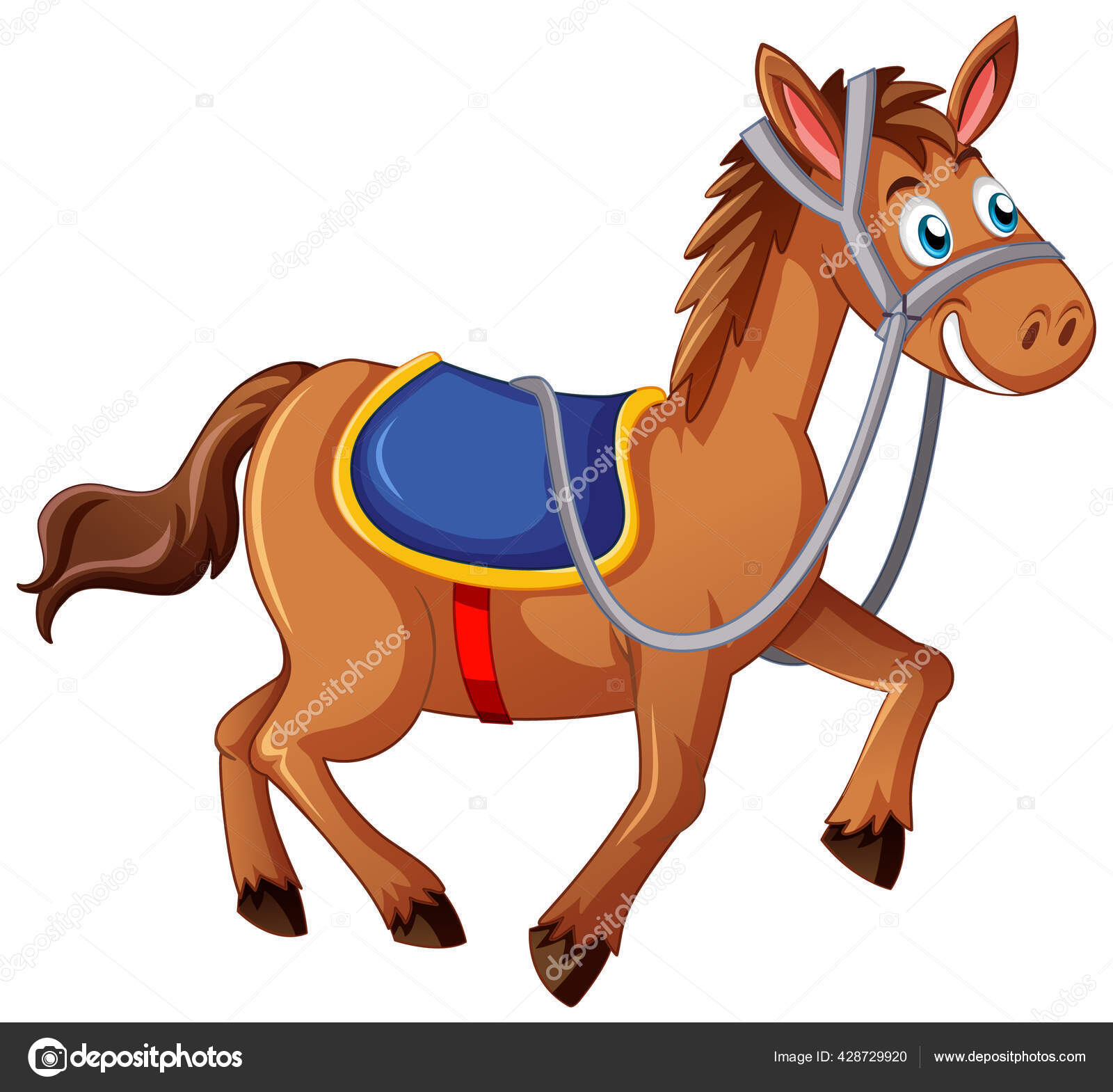 Cavalo bonito andando dos desenhos animados ilustração vetorial de