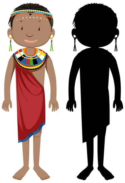 Állítsa Emberek Afrikai Törzsek Karakter Sziluett Illusztráció — Stock Vector