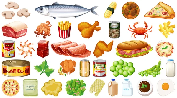 Conjunto Alimentos Ilustração Isolada —  Vetores de Stock