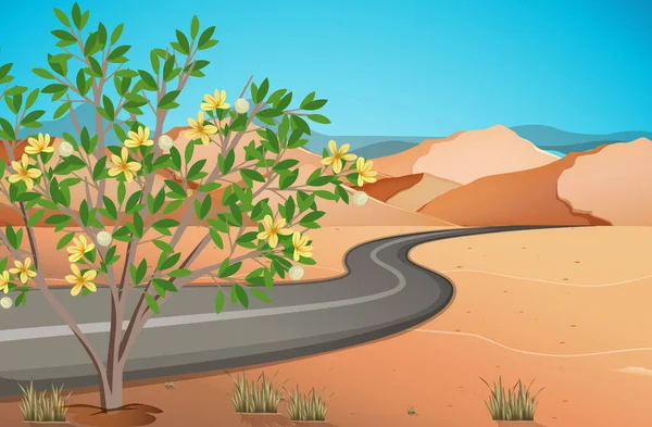 Paisagem Selvagem Deserto Durante Dia Ilustração Cena — Vetor de Stock