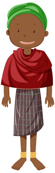 Pessoas Étnicas Tribos Africanas Roupas Tradicionais Desenho Animado Personagem Ilustração — Vetor de Stock