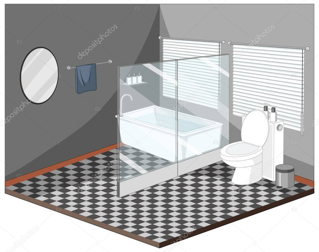 Bathroom interior with furniture illustration
