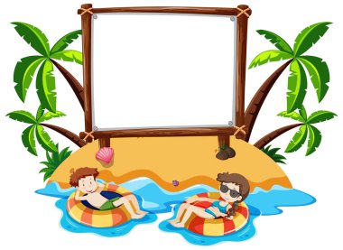 Yaz temalı resimli boş pankart