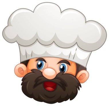 Beyaz arkaplanda izole edilmiş şef çizgi film karakteri