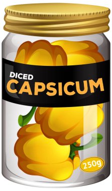 Cam kavanoz illüstrasyonunda kesilmiş kapsiyum muhafazası