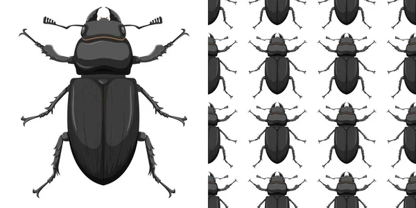 Beetle Insect Seamless Background Illustration — Stock Vector