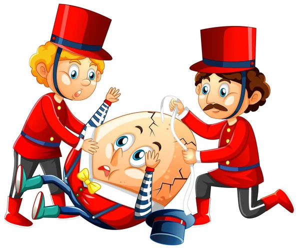 Humpty Dumpty Huevo Con Los Hombres Del Rey Sobre Fondo — Vector de stock