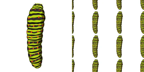 Caterpillar Έντομο Απομονωμένο Λευκό Φόντο Και Απρόσκοπτη Απεικόνιση — Διανυσματικό Αρχείο