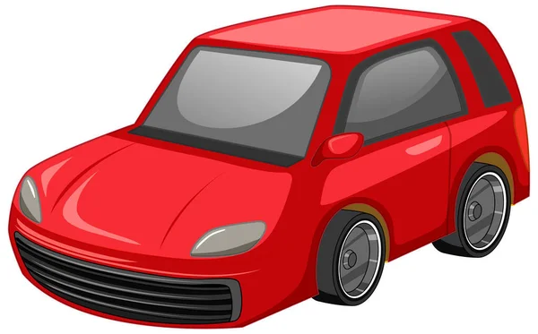 Vermelho Carro Desenho Animado Estilo Isolado Fundo Branco Ilustração — Vetor de Stock