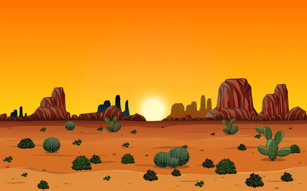 Paesaggio Selvaggio Del Deserto Durante Giorno Scena Illustrazione — Vettoriale Stock