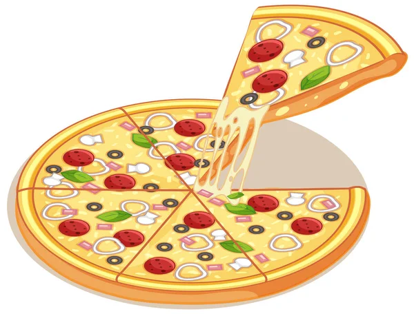 Pizza Isolée Sur Fond Blanc Illustration — Image vectorielle