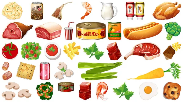 Conjunto Alimentos Ilustração Isolada —  Vetores de Stock