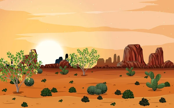 Paisagem Selvagem Deserto Durante Dia Ilustração Cena — Vetor de Stock