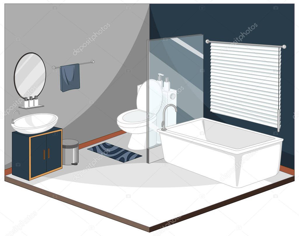 Bathroom interior with furniture illustration