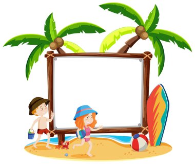 Yaz temalı resimli boş pankart