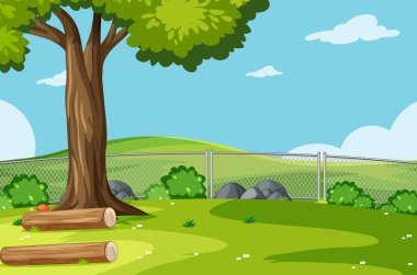 Boş arkaplan doğa parkı manzarası çizimi