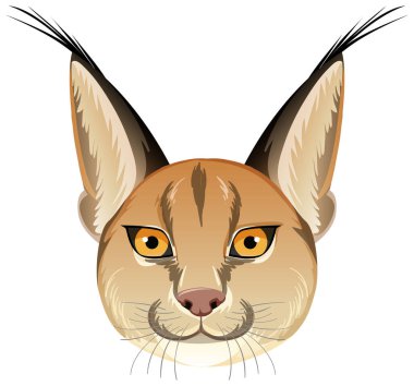 Beyaz arkaplan illüstrasyonunda karakteristik kedi kafası
