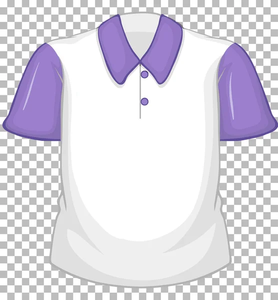 Blanco Wit Shirt Met Paarse Korte Mouwen Transparante Illustratie — Stockvector