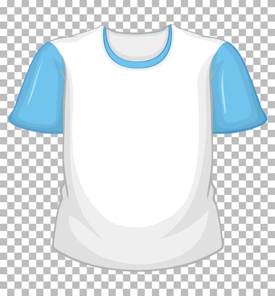 Blankes Weißes Shirt Mit Blauen Kurzen Ärmeln Auf Transparenter Abbildung — Stockvektor