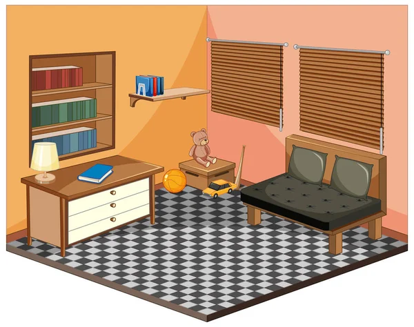 Living Room Furnitures Isometric Illustration — Stock Vector