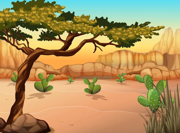 Paisaje Salvaje Del Desierto Ilustración Escena Diurna — Vector de stock