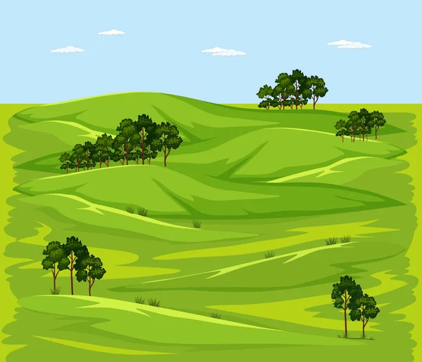 Leere Grüne Wiese Natur Landschaft Szene Illustration — Stockvektor