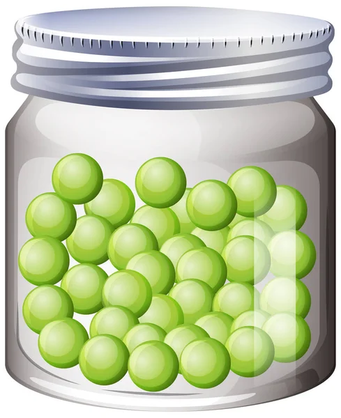 Erwten Glazen Pot Illustratie — Stockvector