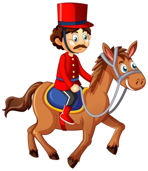 Hombre Del Rey Montar Caballo Personaje Dibujos Animados Sobre Fondo — Vector de stock