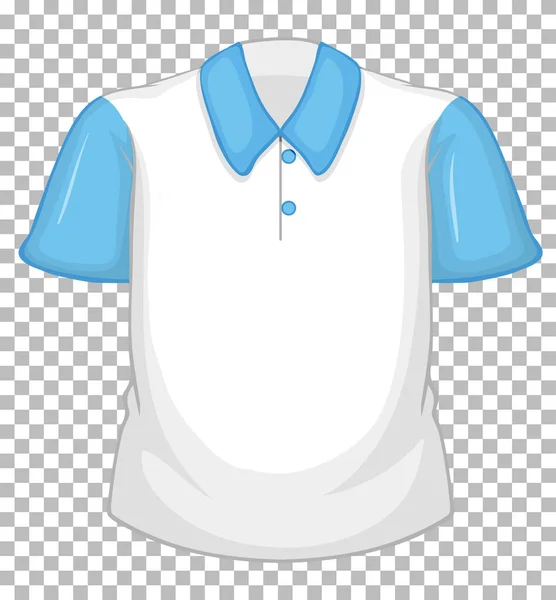 Blank Vit Skjorta Med Blå Korta Ärmar Transparent Illustration — Stock vektor