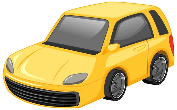 Gele Auto Cartoon Stijl Geïsoleerd Witte Achtergrond Illustratie — Stockvector