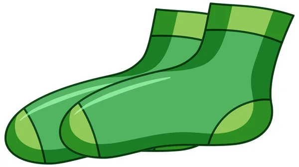Zelené Ponožky Karikatura Styl Izolované Bílém Pozadí Ilustrace — Stockový vektor