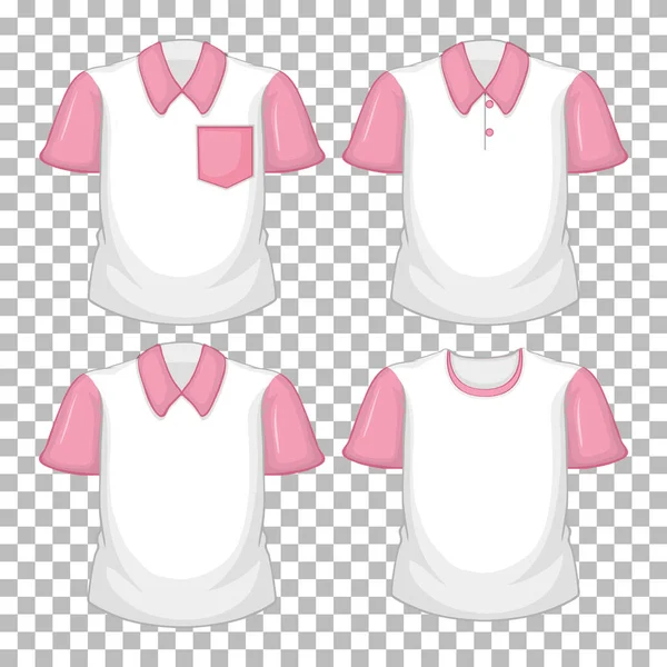 Conjunto Diferentes Camisas Con Mangas Rosadas Aisladas Sobre Fondo Transparente — Vector de stock
