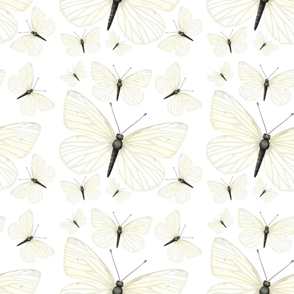 Mariposa Sobre Fondo Sin Costuras Ilustración — Vector de stock