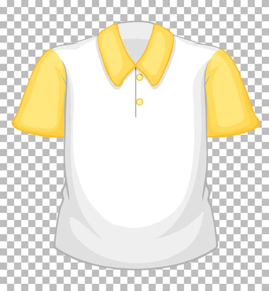Blankes Weißes Hemd Mit Gelben Kurzen Ärmeln Auf Transparenter Abbildung — Stockvektor