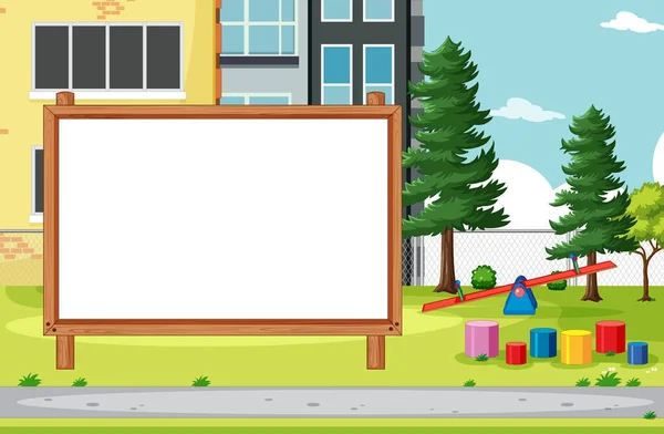 Empty Banner Board Playground Scenery Illustration — Stock Vector