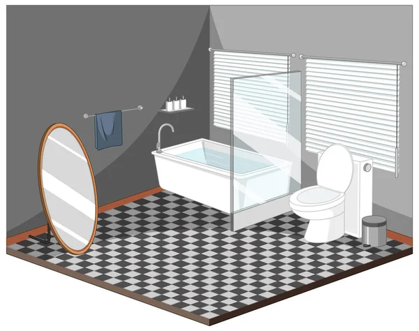 Interni Bagno Con Mobili Illustrazione — Vettoriale Stock