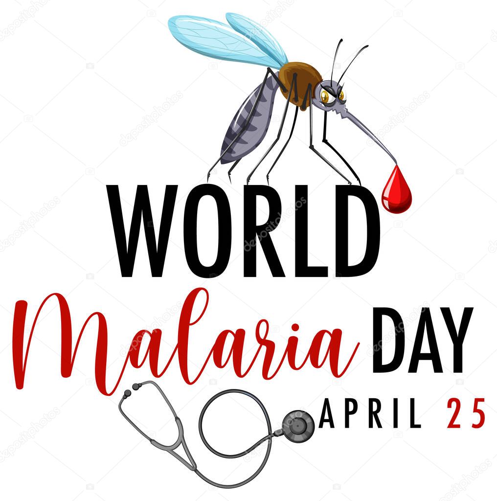 World Malaria Day logo or banner with mosquito sign illustration