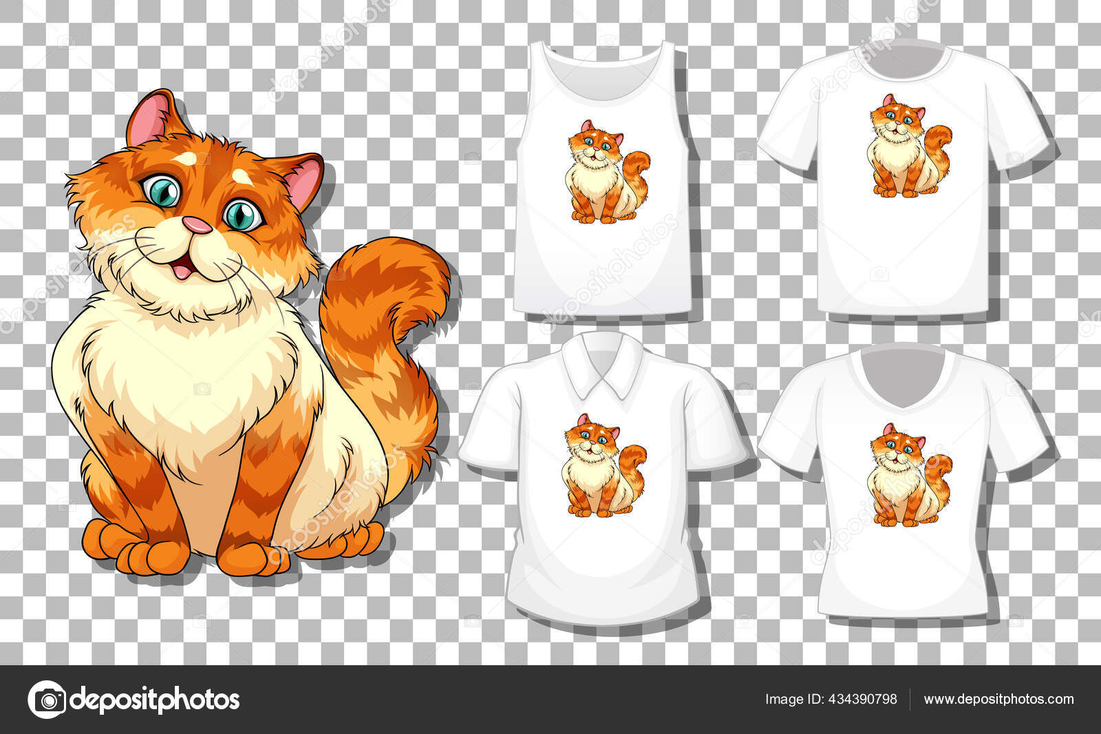 Cat Cartoon Character Set Different Shirts Isolated Transparent Background Illustration Vector Image By C Blueringmedia Vector Stock Cat Cartoon Character Set Different Shirts Isolated Transparent Background Illustration Vector Image By C Blueringmedia Vector Stock