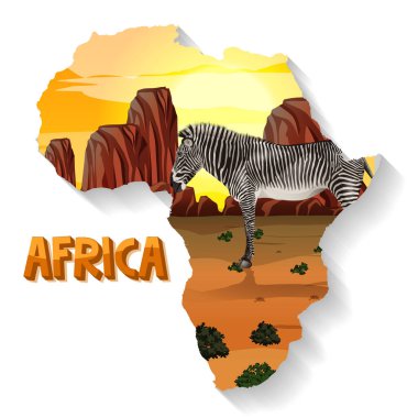 Harita illüstrasyonundaki vahşi Afrikalı hayvan