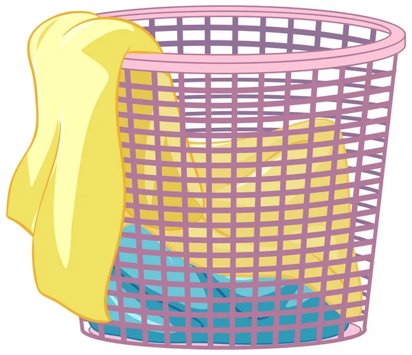 白色背景图上有衣服的洗衣篮 — 图库矢量图片