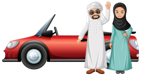 Arabic Couple Cartoon Character Illustration — Stock Vector