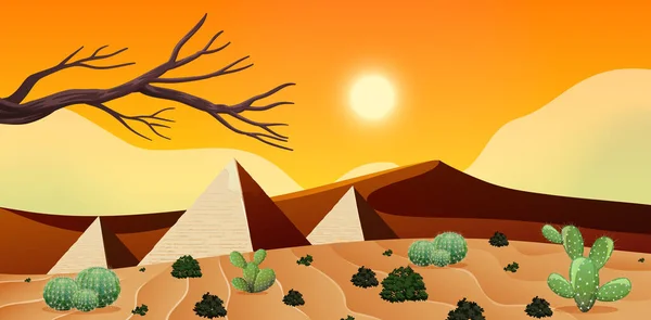 Wild Sivatagi Táj Nappal Jelenet Illusztráció — Stock Vector
