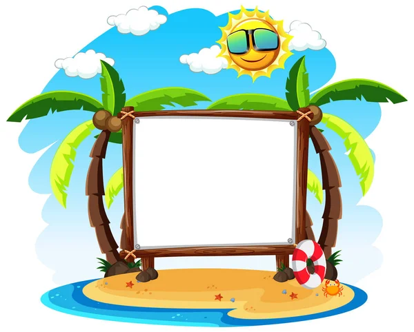 Banner Blanco Con Ilustración Tema Verano — Archivo Imágenes Vectoriales