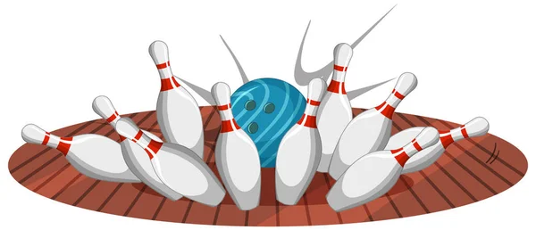Bowling Sztrájk Rajzfilm Stílus Elszigetelt Fehér Háttér Illusztráció — Stock Vector