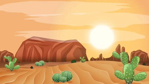 Paisagem Selvagem Deserto Durante Dia Ilustração Cena —  Vetores de Stock