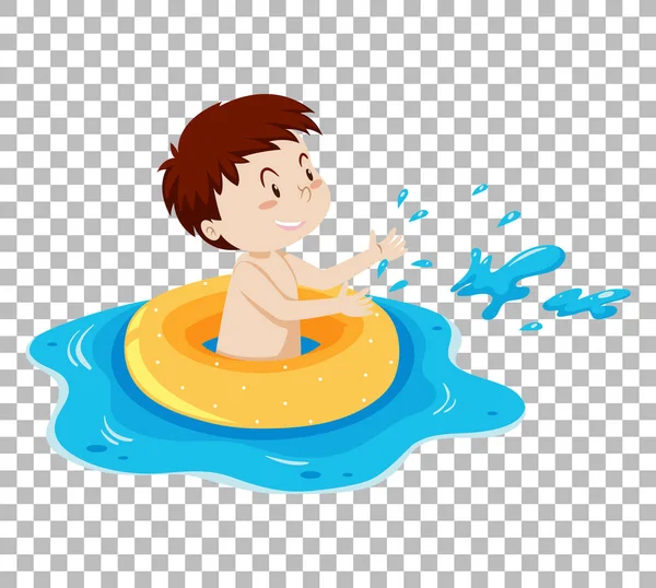 Cute Boy Inflatable Ring Illustration — Stock Vector