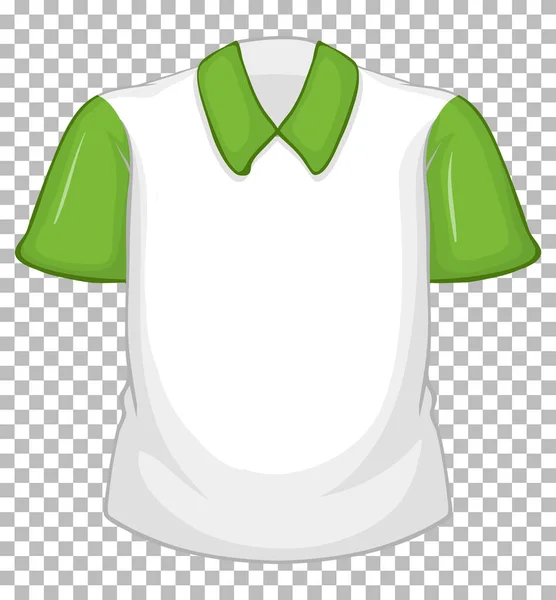 Camisa Blanca Blanco Con Mangas Cortas Verdes Sobre Ilustración Transparente — Vector de stock